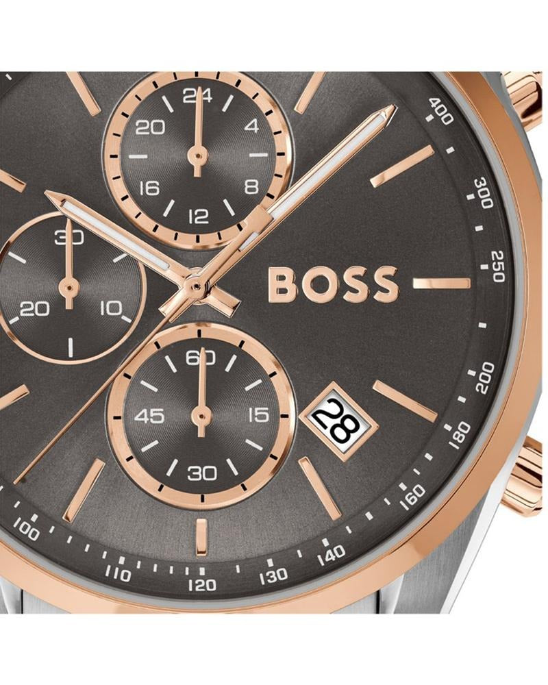 Boss Grand Prix 44 Men's Quartz Gray Dial Chronograph Two-Tone Stainless Steel Watch 1514252