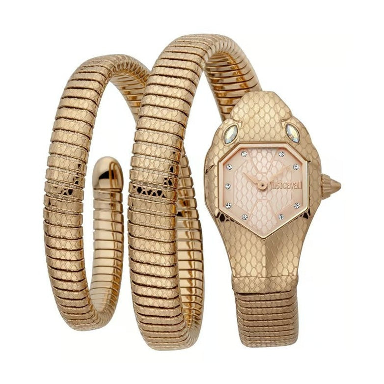 Just Cavalli JC1L168M0055 Women Analog Watch | Gold Stainless Steel Bracelet | Black Dial | Quartz
