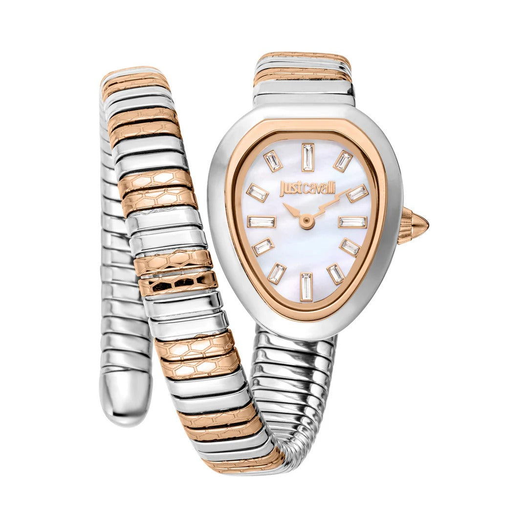 Just Cavalli JC1L222M0065 Women Analog Watch | Gold Stainless Steel Strap | Black Dial | Quartz