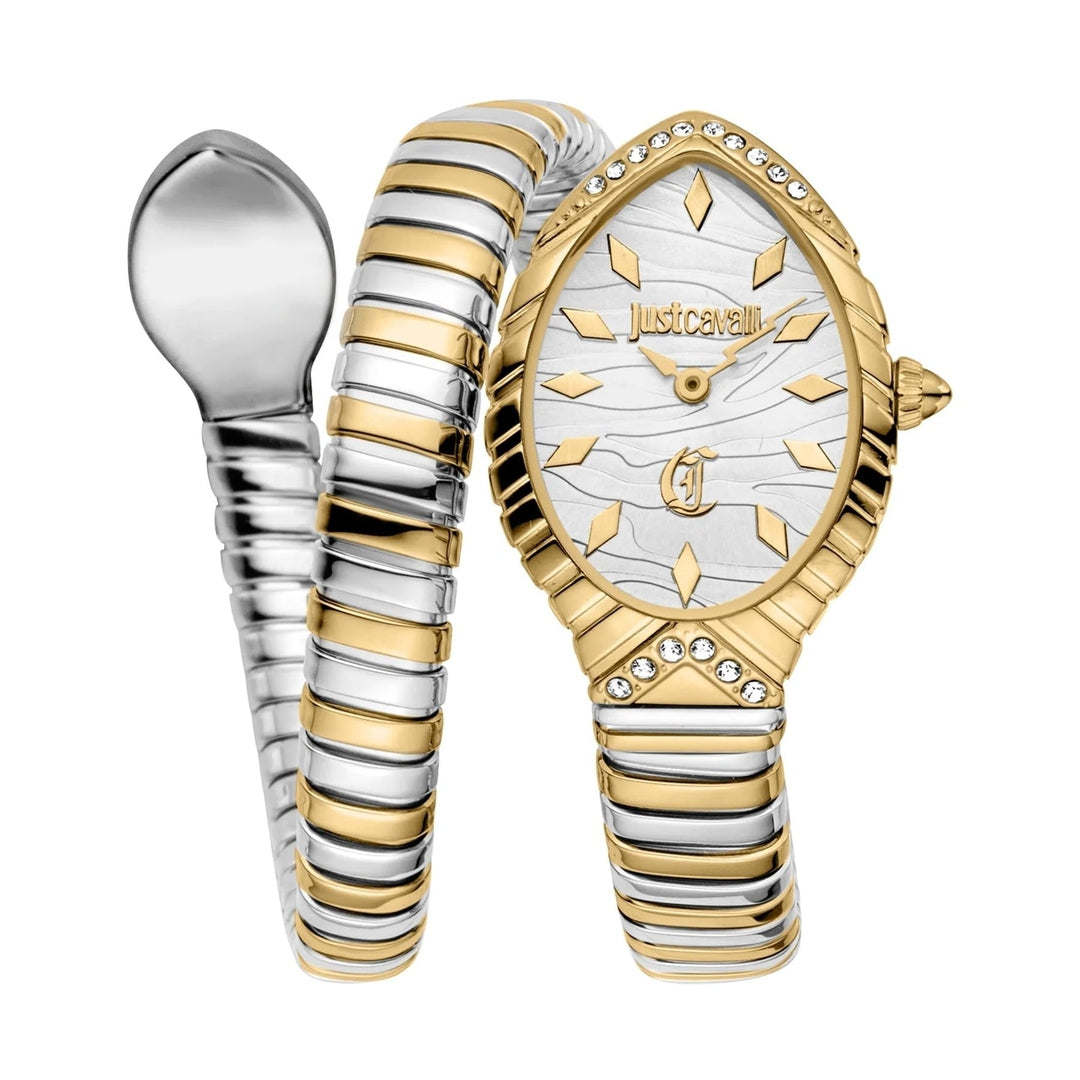 Just Cavalli JC1L322M0055 Women Analog Watch | Gold Stainless Steel Strap | Champagne Dial | Quartz