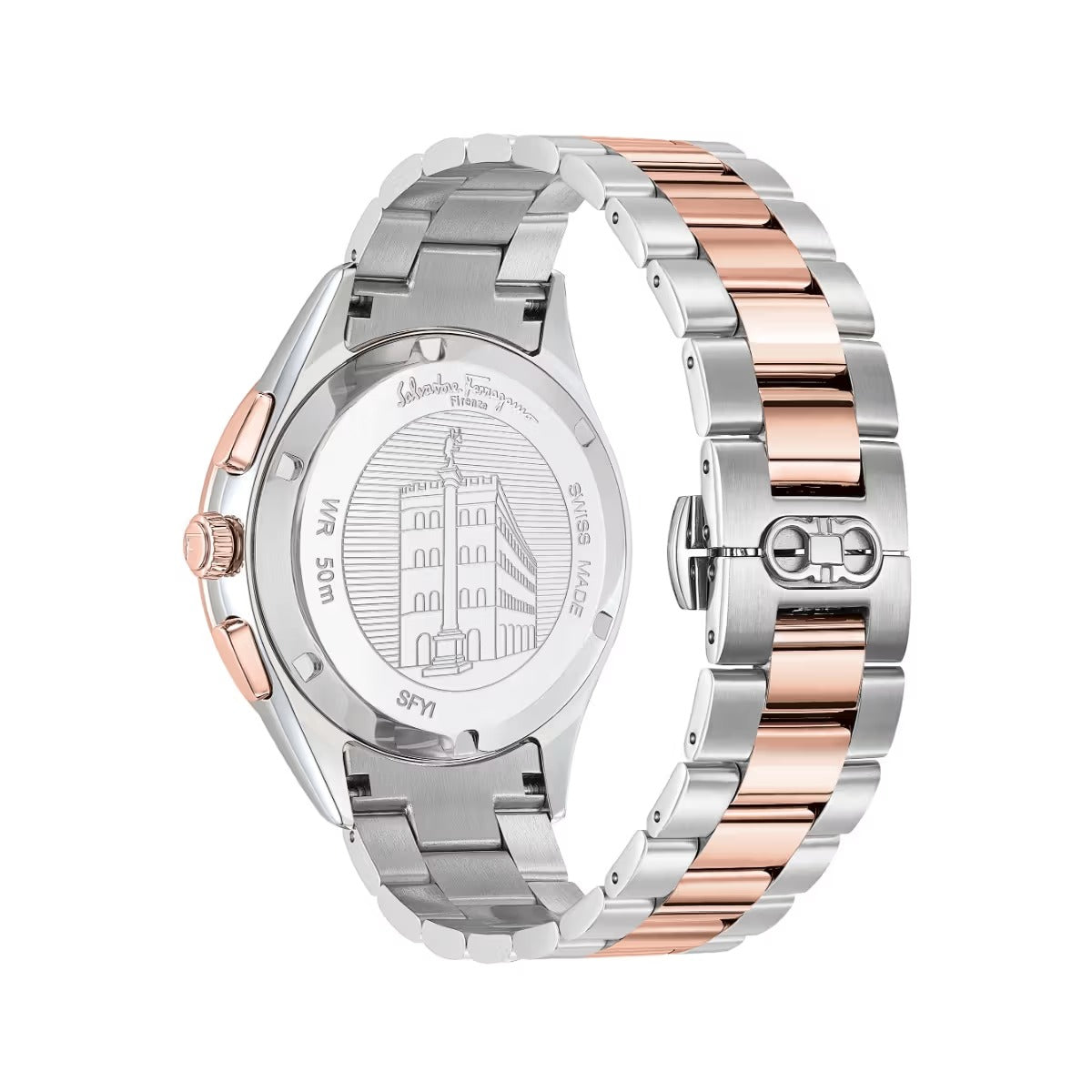 Salvatore Ferragamo Yi-Racing Men's Quartz Blue Dial Two-Tone Stainless Steel Watch SFYI00421