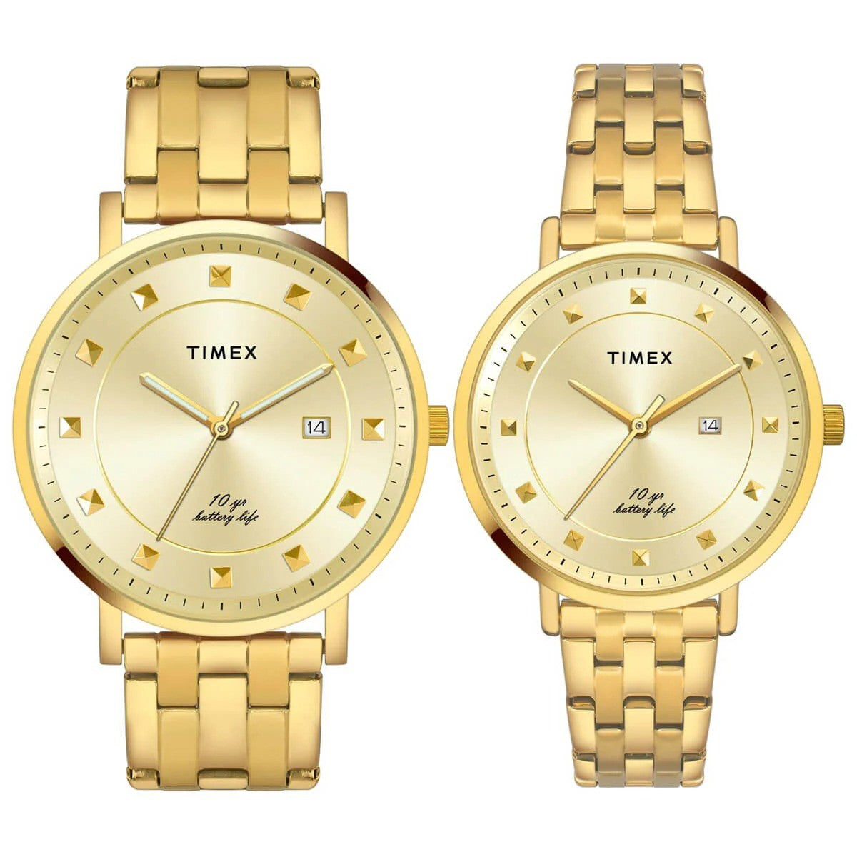 Timex Empera Analog Champagne Dial Couple Watch -TW00PR280