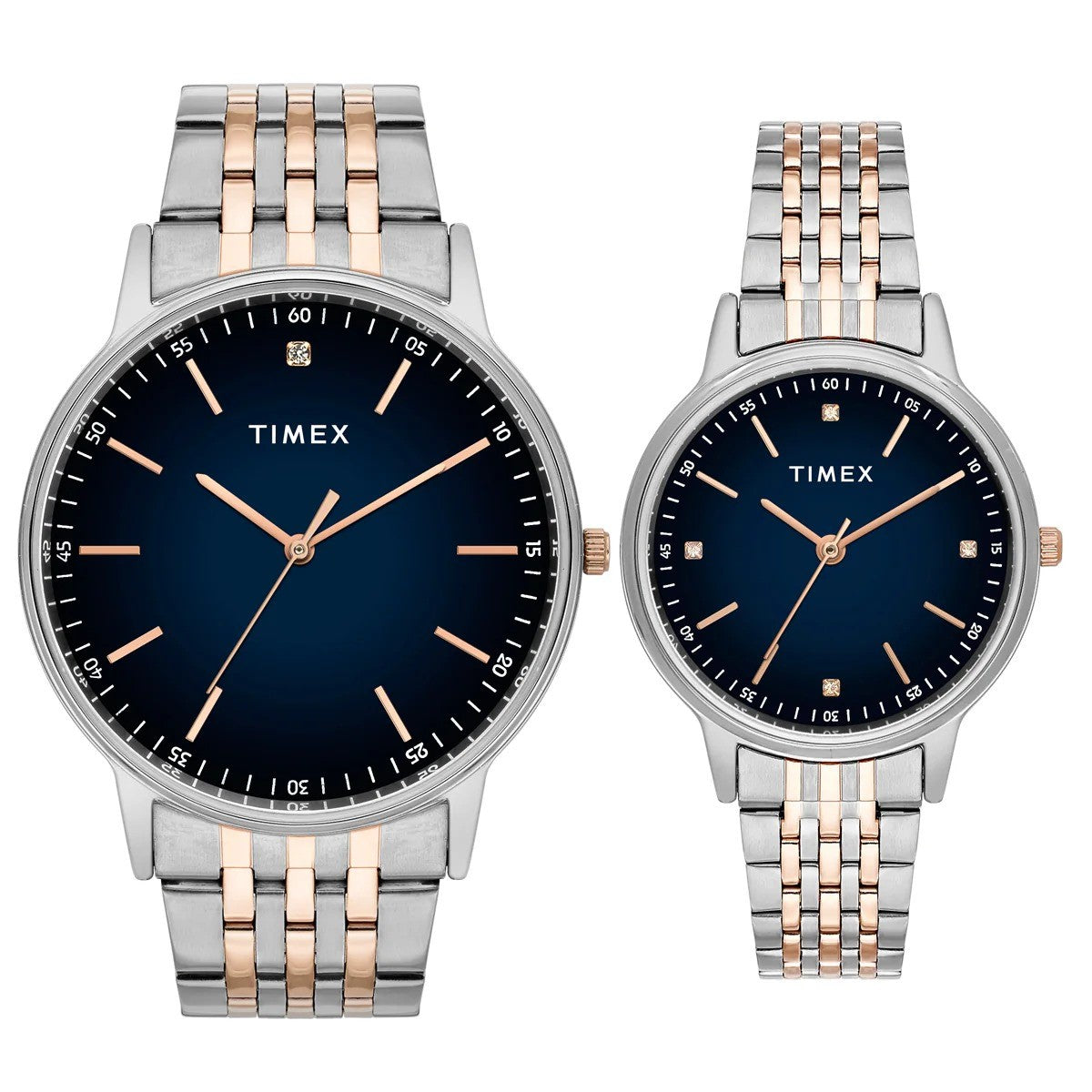Timex Fashion Quartz Blue Dial Analog Stainless Steel Couple Watch TW00PR330