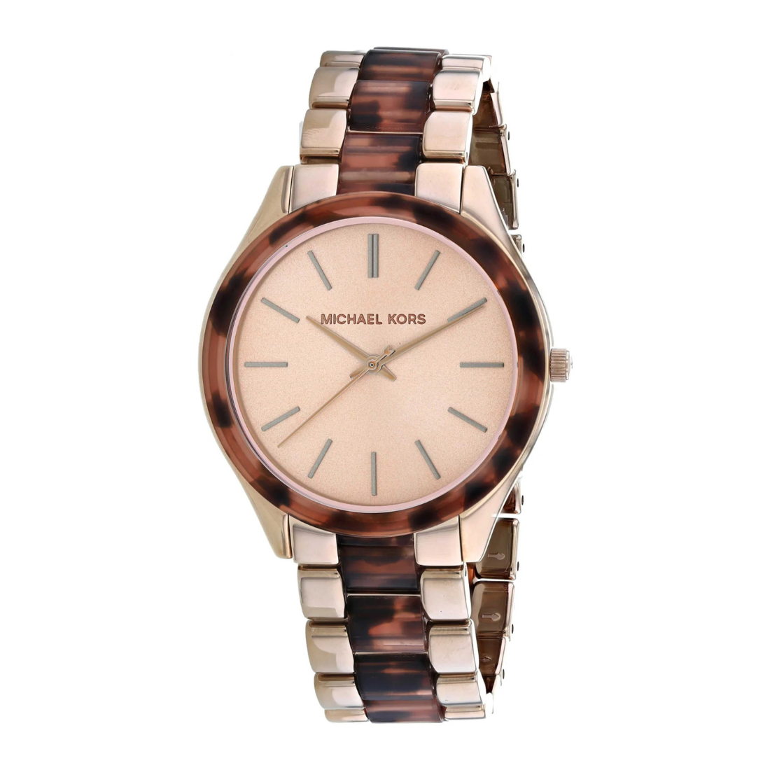 Michael Kors Slim Runway Quartz Rose Gold Dial Two-Tone Bracelet Women's Watch - MK4542