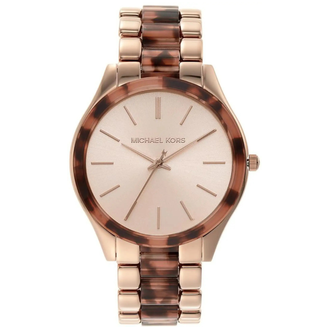 Michael Kors Slim Runway Quartz Rose Gold Dial Two-Tone Bracelet Women's Watch - MK4542