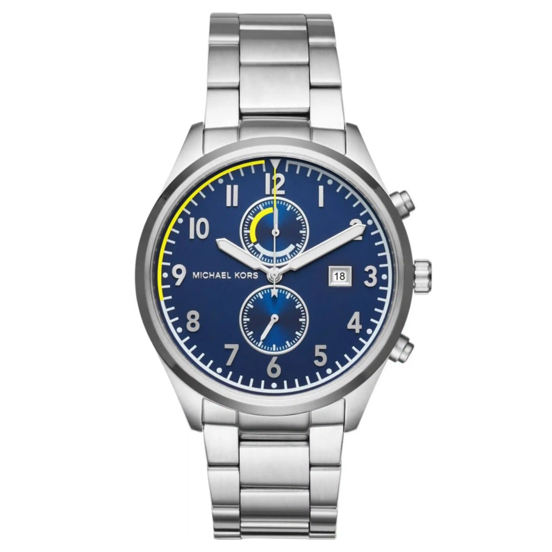 Michael Kors Saunder Quartz Chronograph Blue Dial Steel Bracelet Men's Watch - MK8574