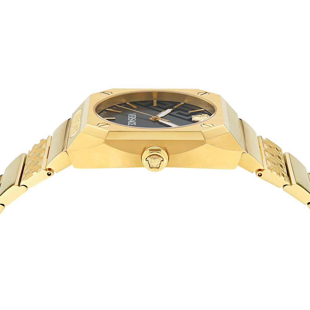 Versace Antares Men's Quartz Black Octogonal Dial Analog Stainless Steel Watch VE8F00424