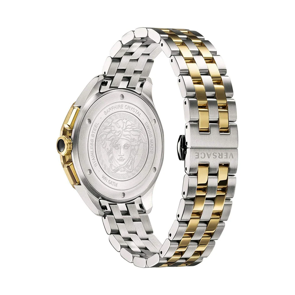 Versace Glaze Men's Quartz Silver Dial Analog  Two-Tone Stainless Steel Watch VEBJ00518