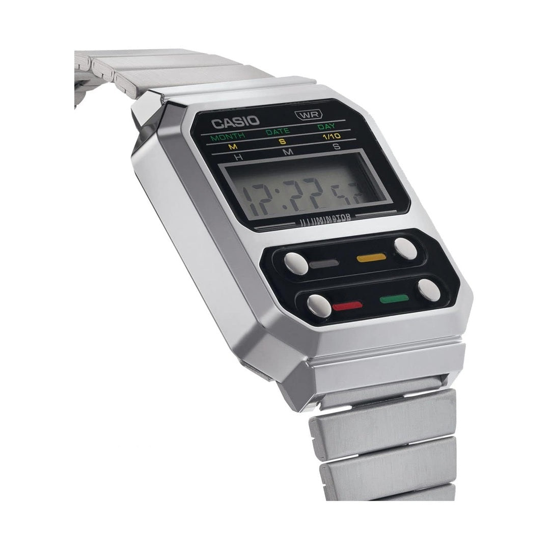 Casio Vintage Quartz Digital Stainless Steel Unisex Watch A100WE-1A