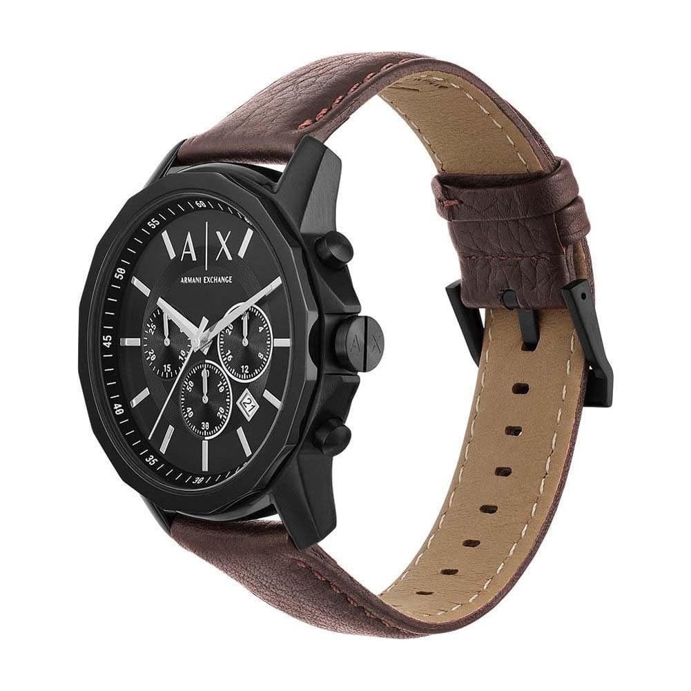Armani Exchange Black Dial Brown Leather Men's Watch AX1732