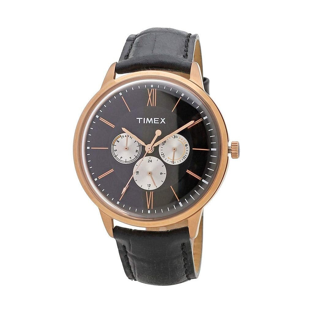 Timex E Class Black Dial Round Case Multifunction Function Men's Watch -TWEG16402