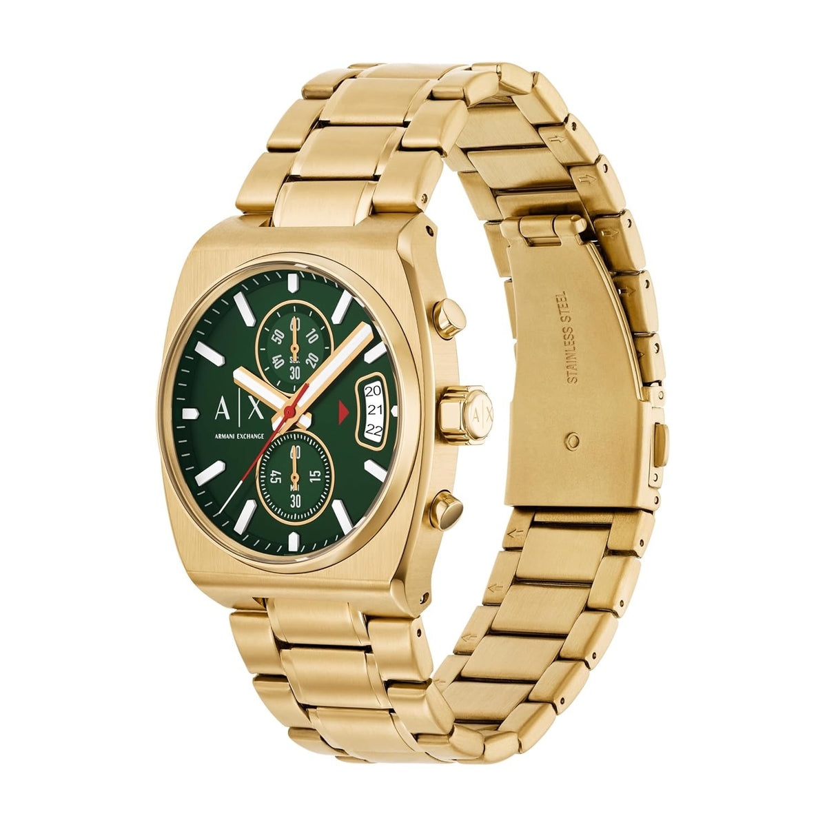 Armani Exchange Green Dial Gold Rectangular Men's Watch AX2822