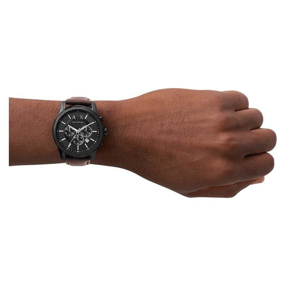 Armani Exchange Black Dial Brown Leather Men's Watch AX1732
