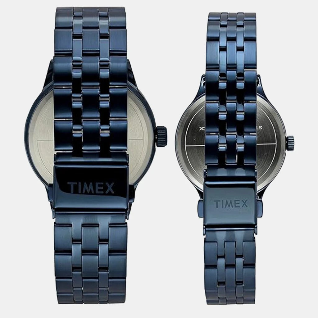 Timex Multi-Function Quartz Blue Dial Stainless Steel Couple Watch TW00PR319