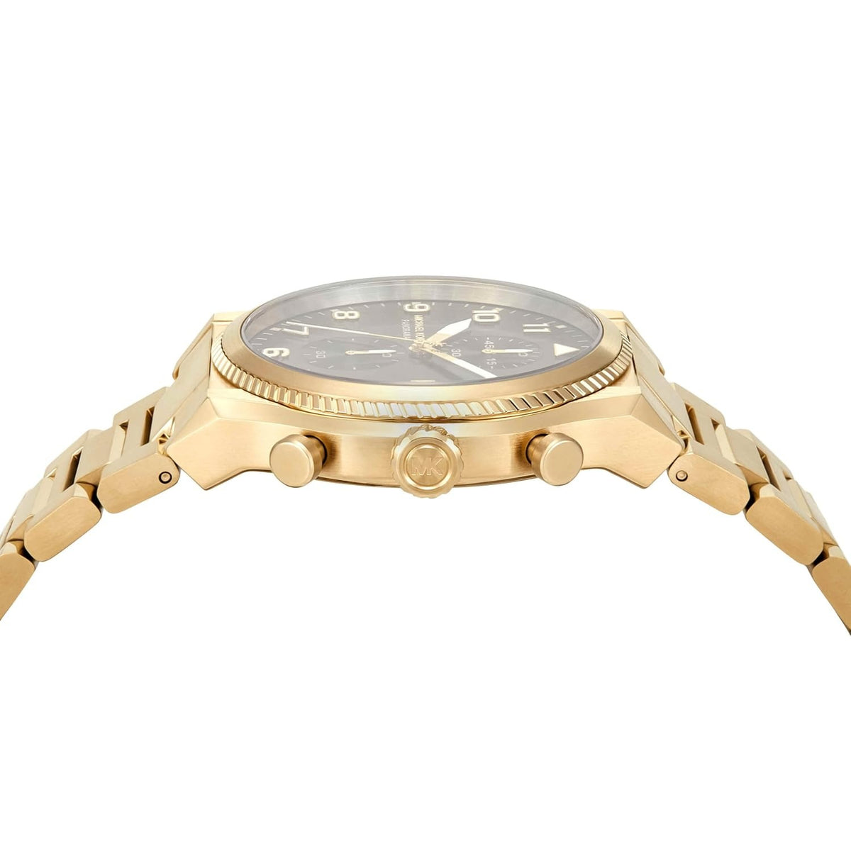 Michael Kors Panorama Quartz Chronograph Black Dial Gold-Tone H-Link Bracelet Men's Watch - MK9195