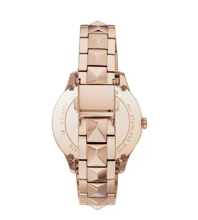 Michael Kors Runway Quartz White Mother-of-Pearl Dial Steel Bracelet Women's Watch - MK6671