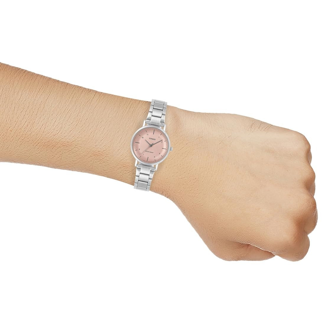 Casio Enticer Analog Pink Dial Stainless Steel Ladies Watch LTP-VT03D-4BDF [A2423]