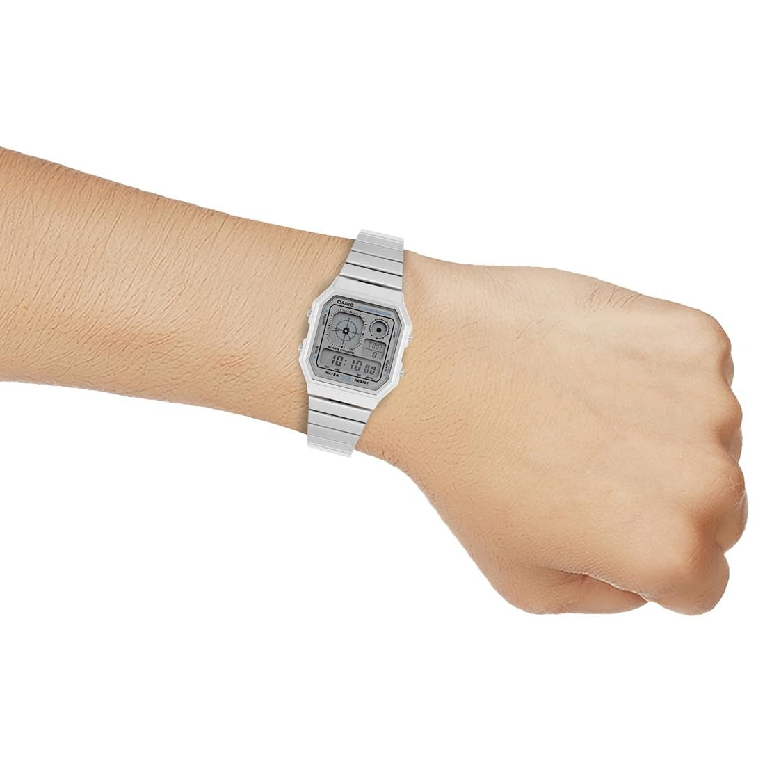 Casio Vintage Quartz Silver Digital Dail with World Time Unisex Watch  A130WE-7ADF