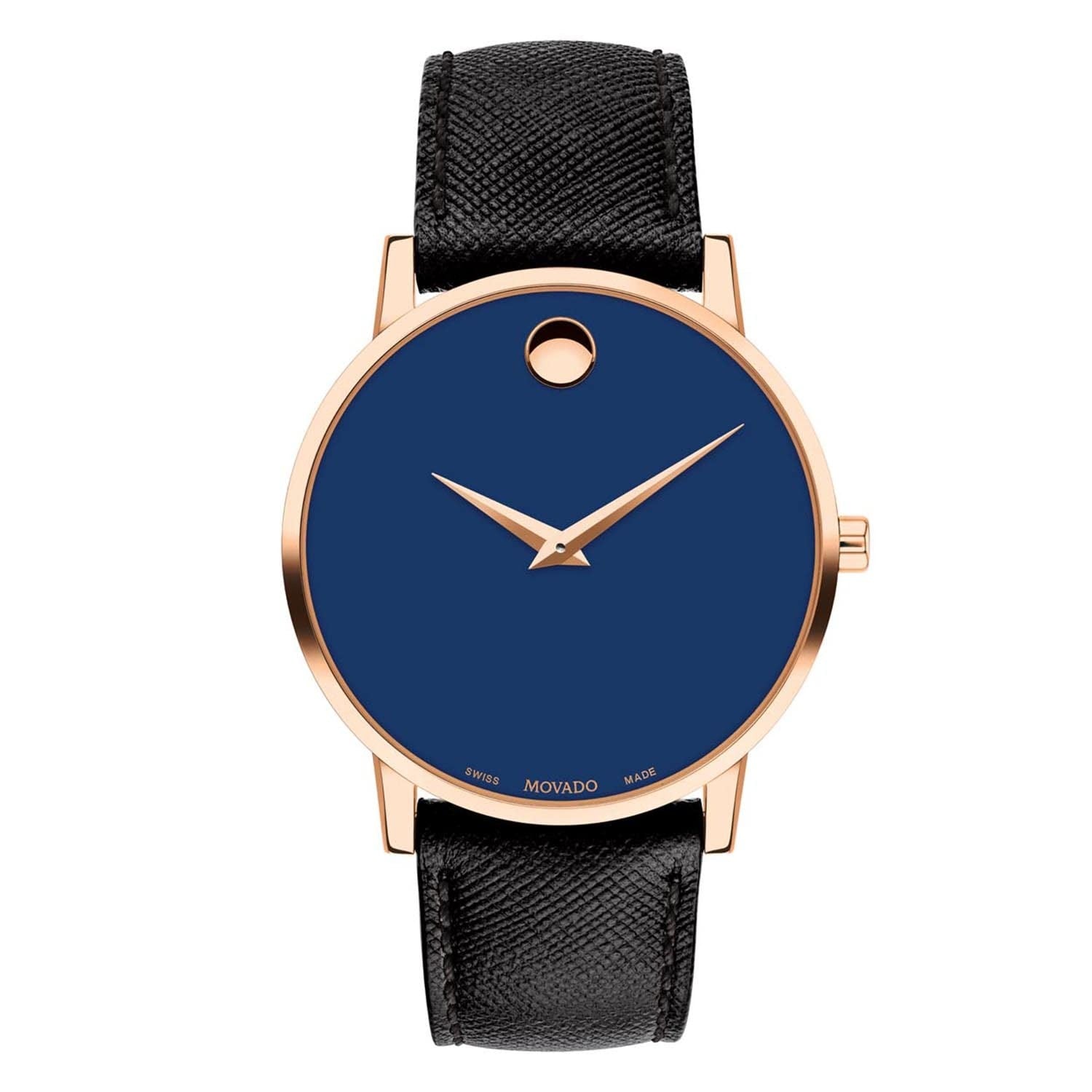MOVADO Museum Quartz Blue Dial Analog Leather Men's Watch 607266