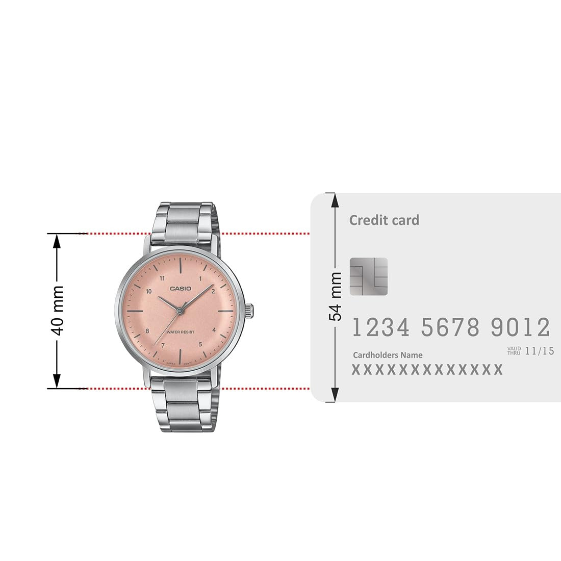 Casio Enticer Analog Pink Dial Stainless Steel Ladies Watch LTP-VT03D-4BDF [A2423]