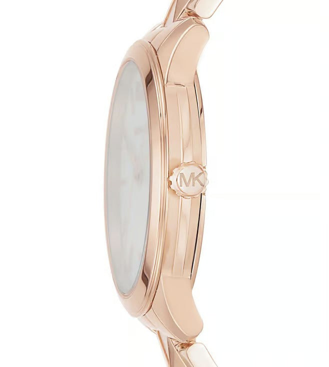 Michael Kors Runway Quartz White Mother-of-Pearl Dial Steel Bracelet Women's Watch - MK6671