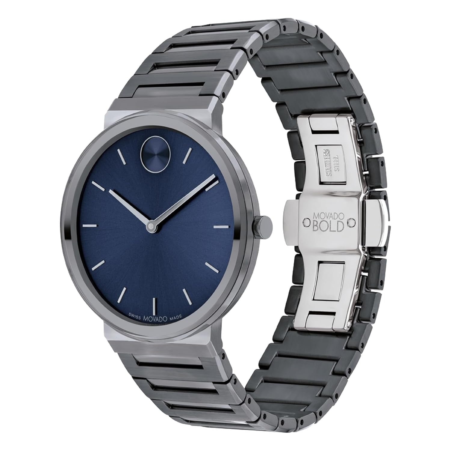 Bold Men Quartz Blue Dial Analog Stainless Steel Watch 3601076