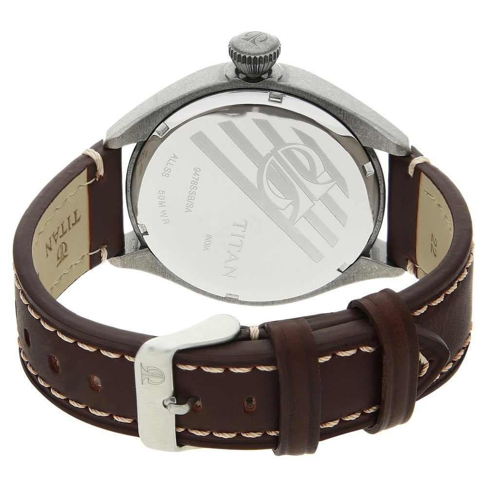 Titan Analog with Date Rose Gold Dial Leather Strap watch for Men - 9478QL04J