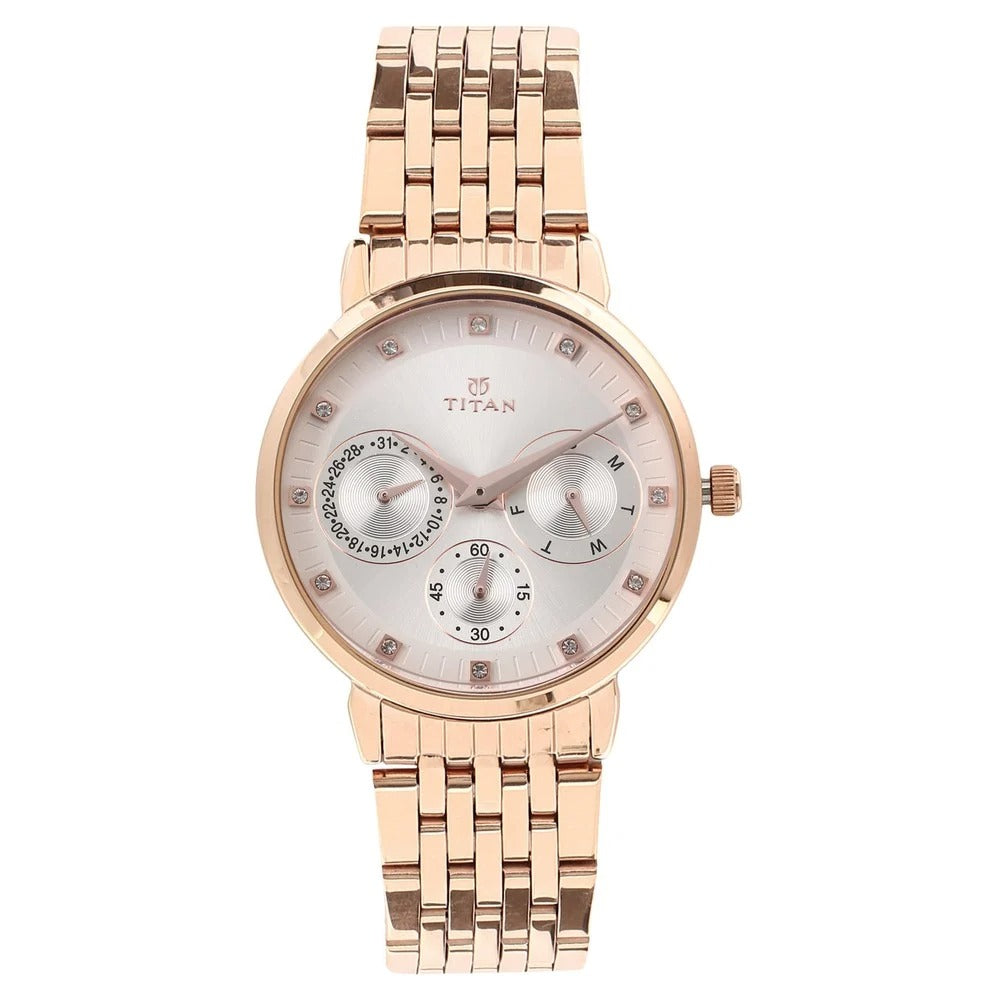 Titan Workwear Beige Dial Women Watch With Stainless Steel Strap - NU2569WM02