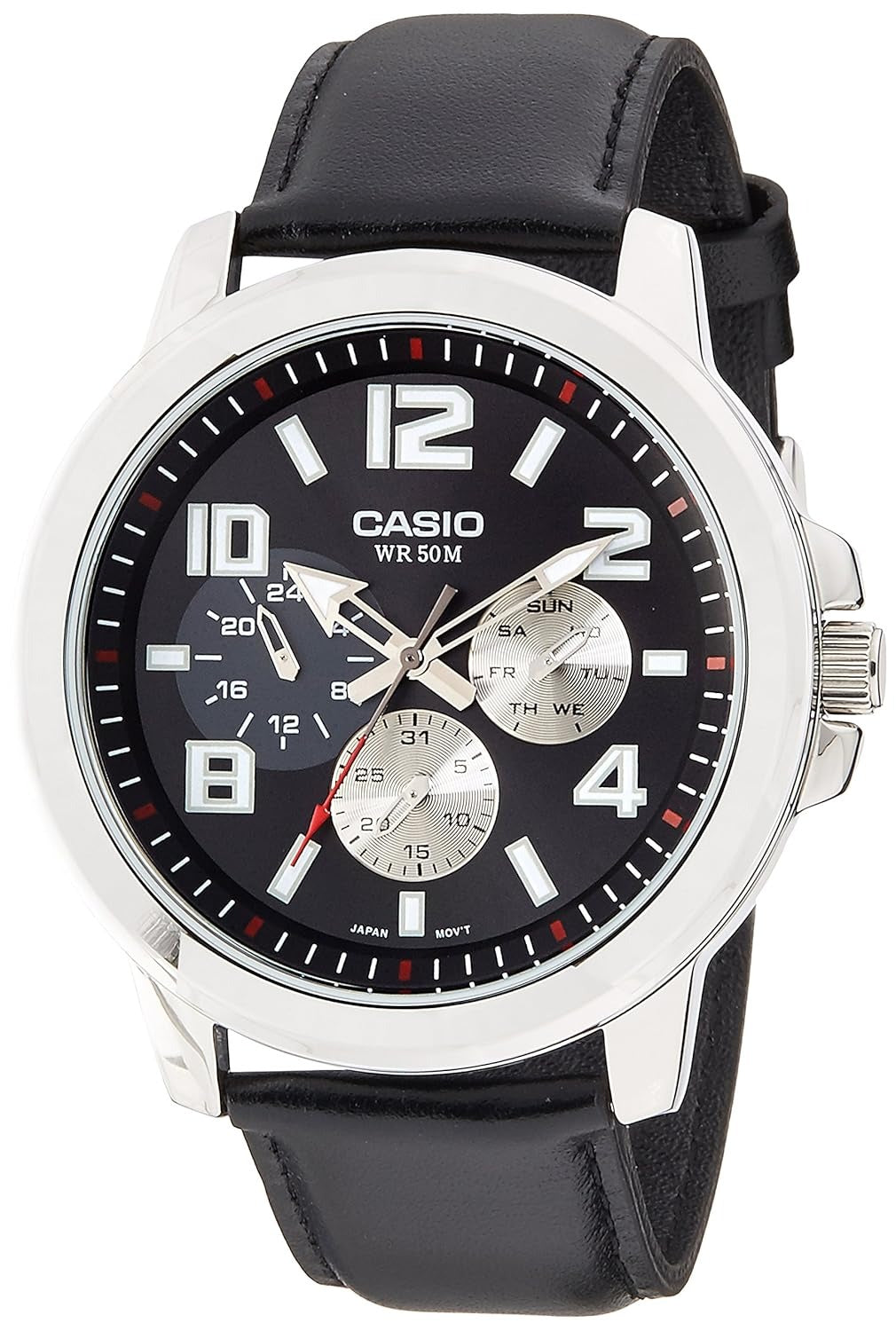 Casio Enticer Silver White Dial Stainless Steel Leather Analog Watch MTP-X300L-1AVDF [A1061]