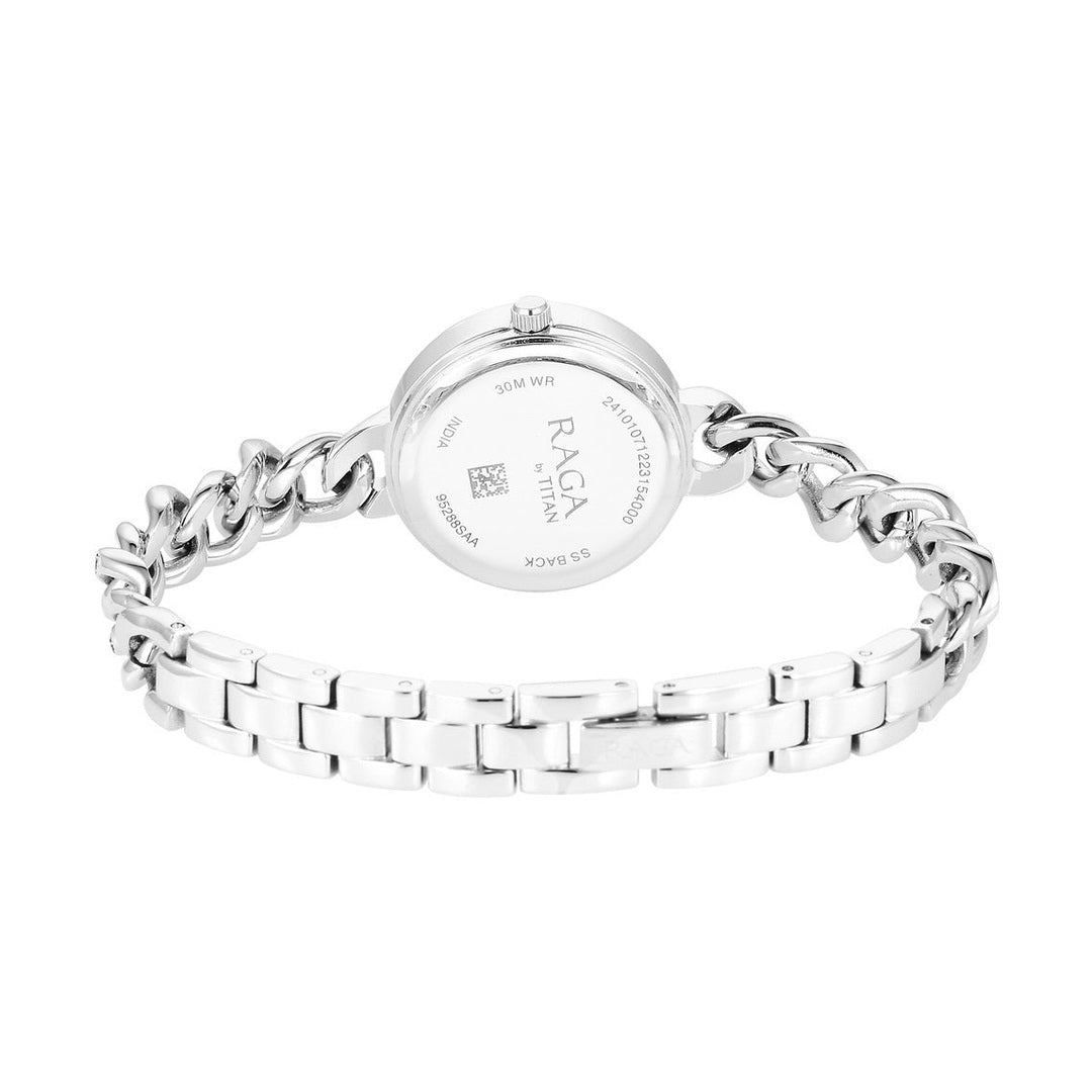 Titan Raga Showstopper Quartz Analog Silver Dial Metal Strap Watch for Women - 95288SM01W