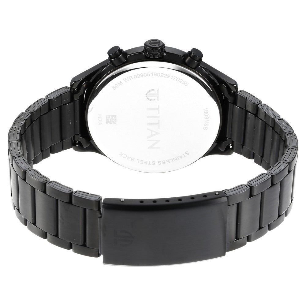 Titan Neo Black Dial Quartz Multifunction Stainless Steel Strap watch for Men - NU1803NM01