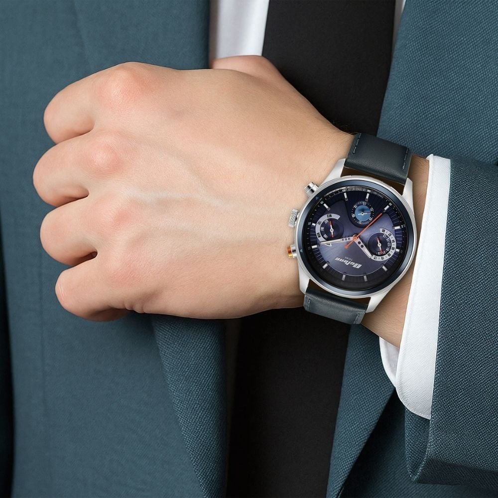 Titan Octane Quartz Multifunction Blue Dial With Blue Leather Strap Watch For Men - NU1805KL01