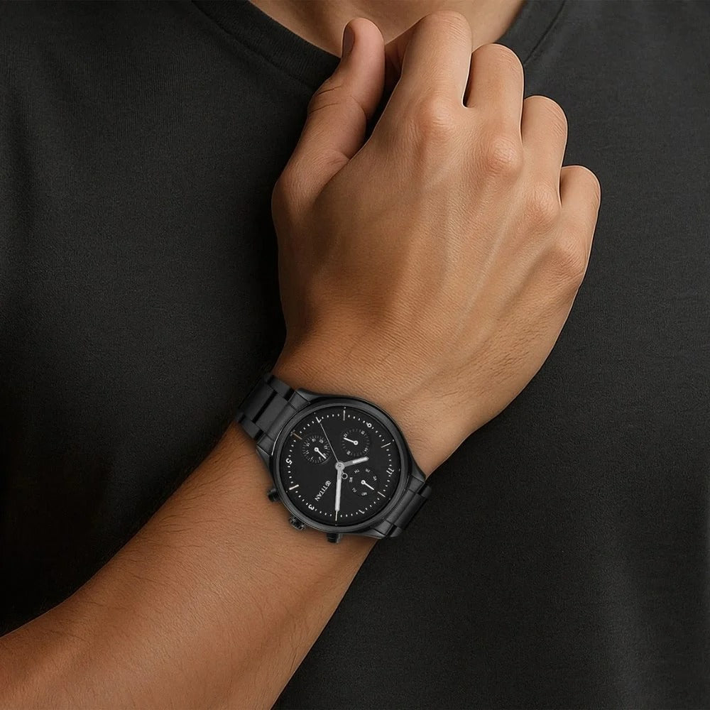 Titan Neo Black Dial Quartz Multifunction Stainless Steel Strap watch for Men - NU1803NM01