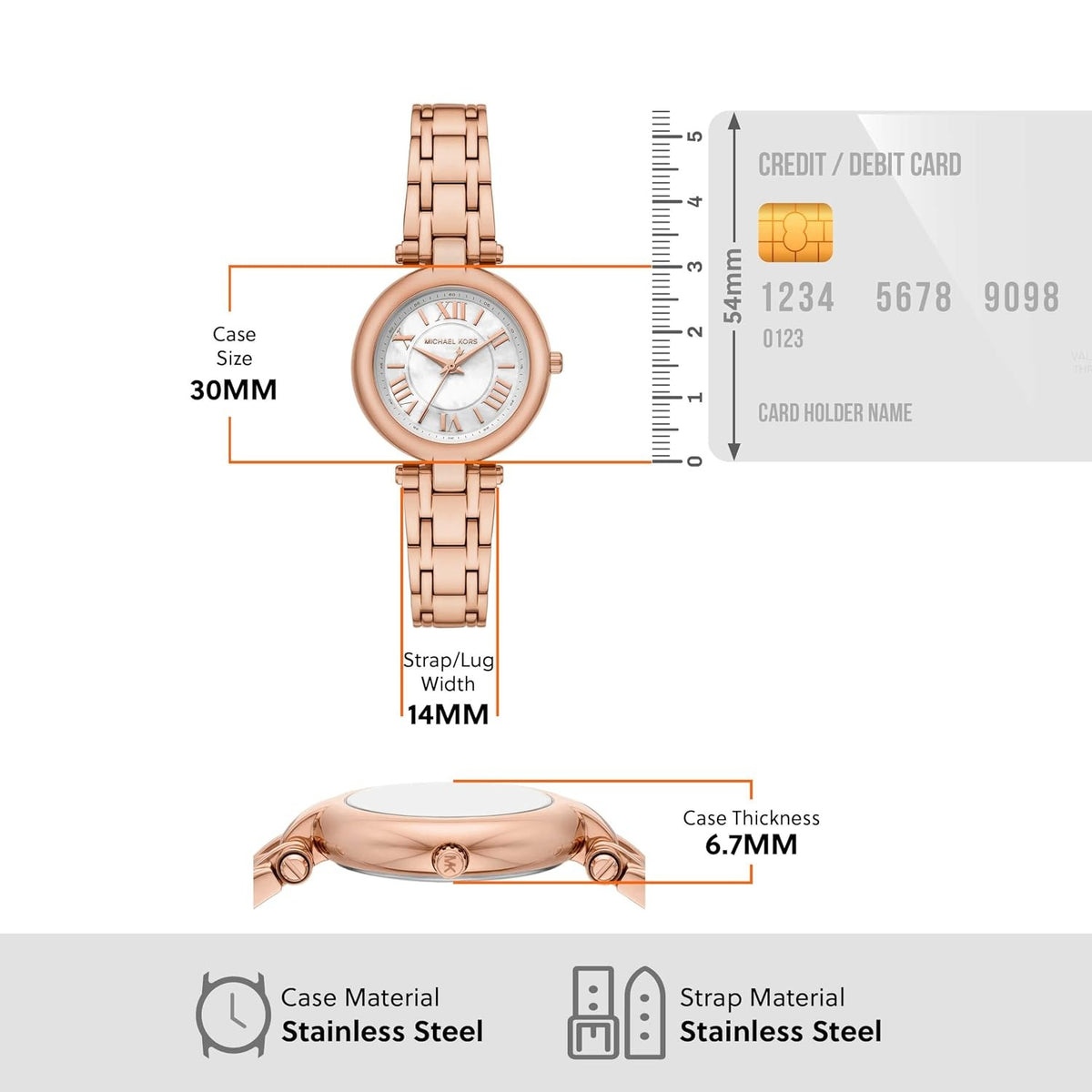 Michael Kors Laney Quartz White Mother-of-Pearl Dial Steel Bracelet Women's Watch - MK4893
