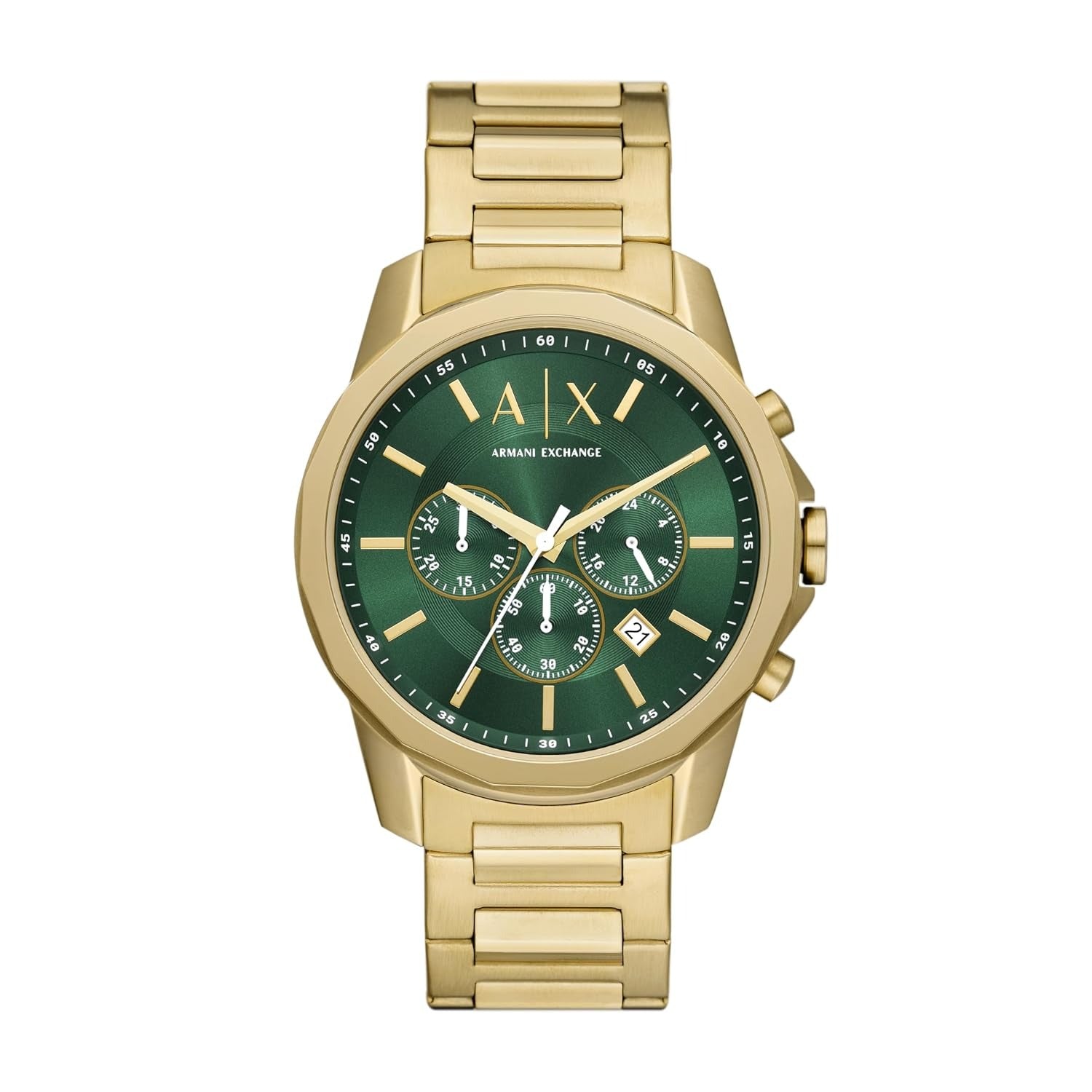 Armani Exchange Banks Green Dial Gold Men's Watch AX1746
