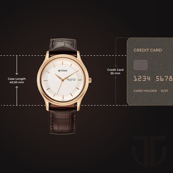 Titan Karishma Quartz Analog with Day and Date Silver Dial Leather Strap Watch For Men - NU1824WL03