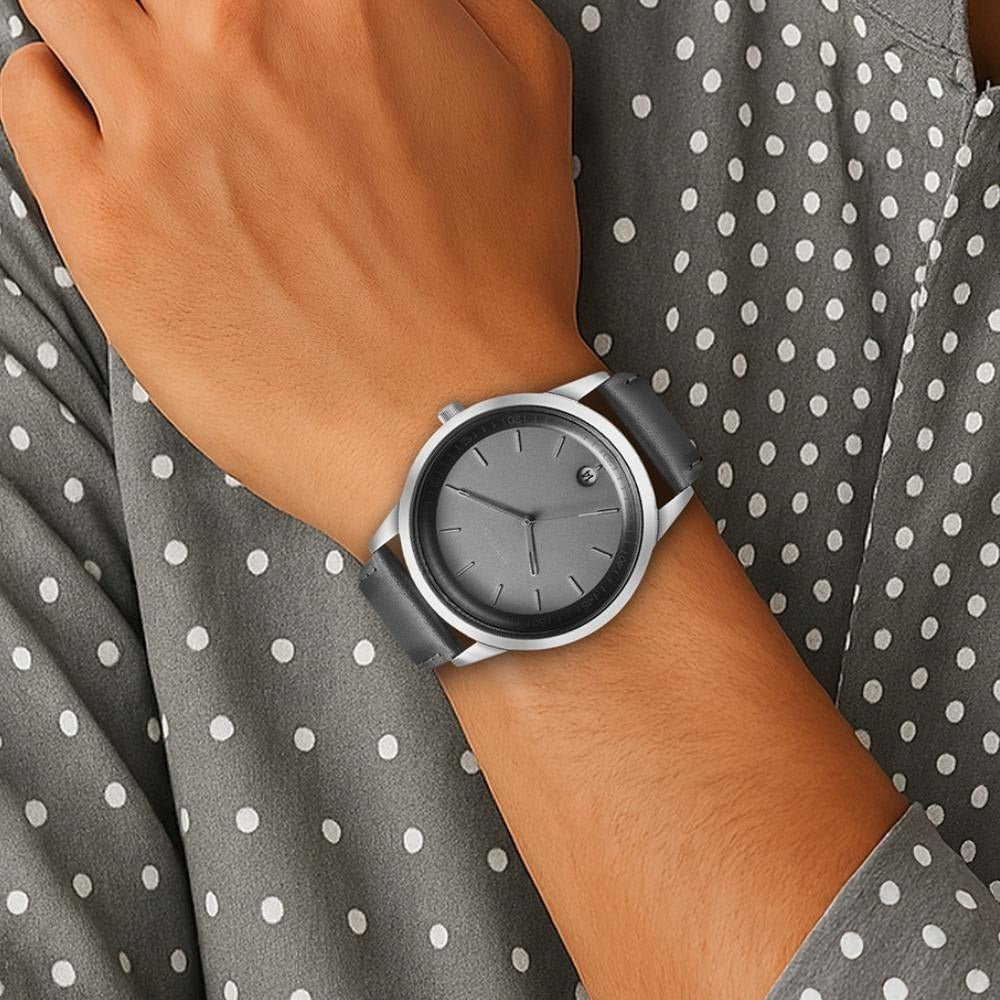 Titan Wrist Wit Quartz Analog with Date Grey Dial Leather Strap Watch for Men - 81806SL13
