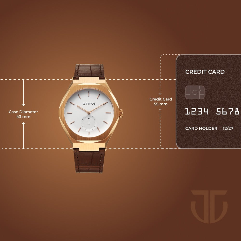Titan Contour Analog with Small Second and White Dial Brown Leather Strap Watch for Men - NU90210WL01