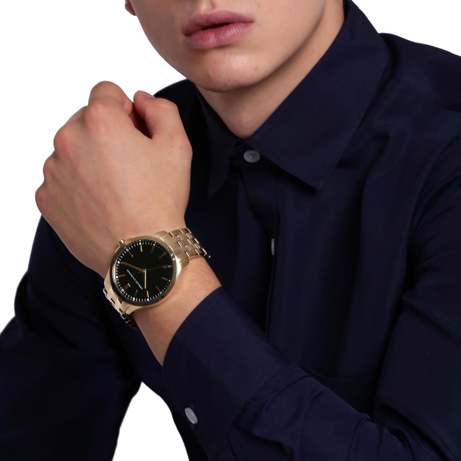 Armani Exchange Hampton Black Dial Gold Men's Watch AX2145