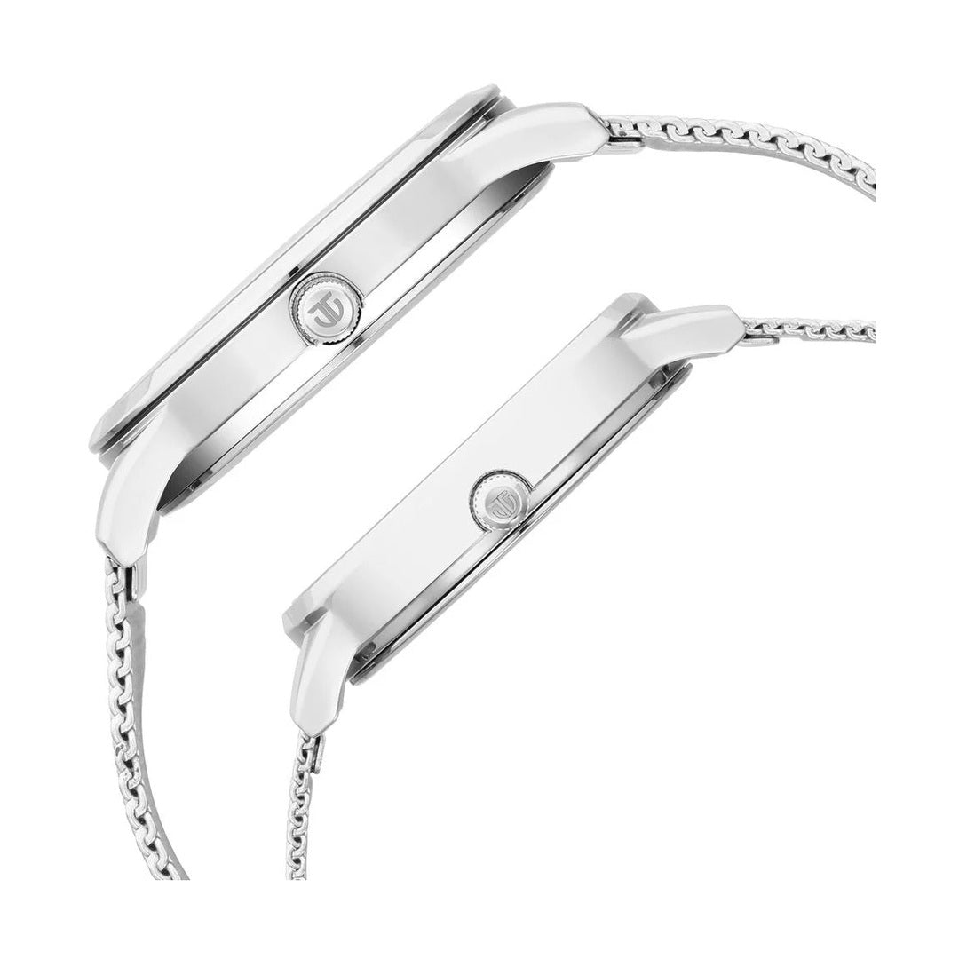 Titan Quartz Analog White Dial Stainless Steel Strap Watch for Couple - NU18062648SM01