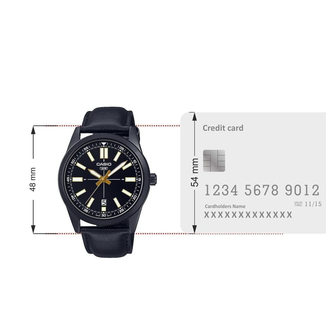 Casio Enticer Analog Black Dial Stainless Steel Leather Men's Watch MTP-VDO2BL-1EUDF [A1943]
