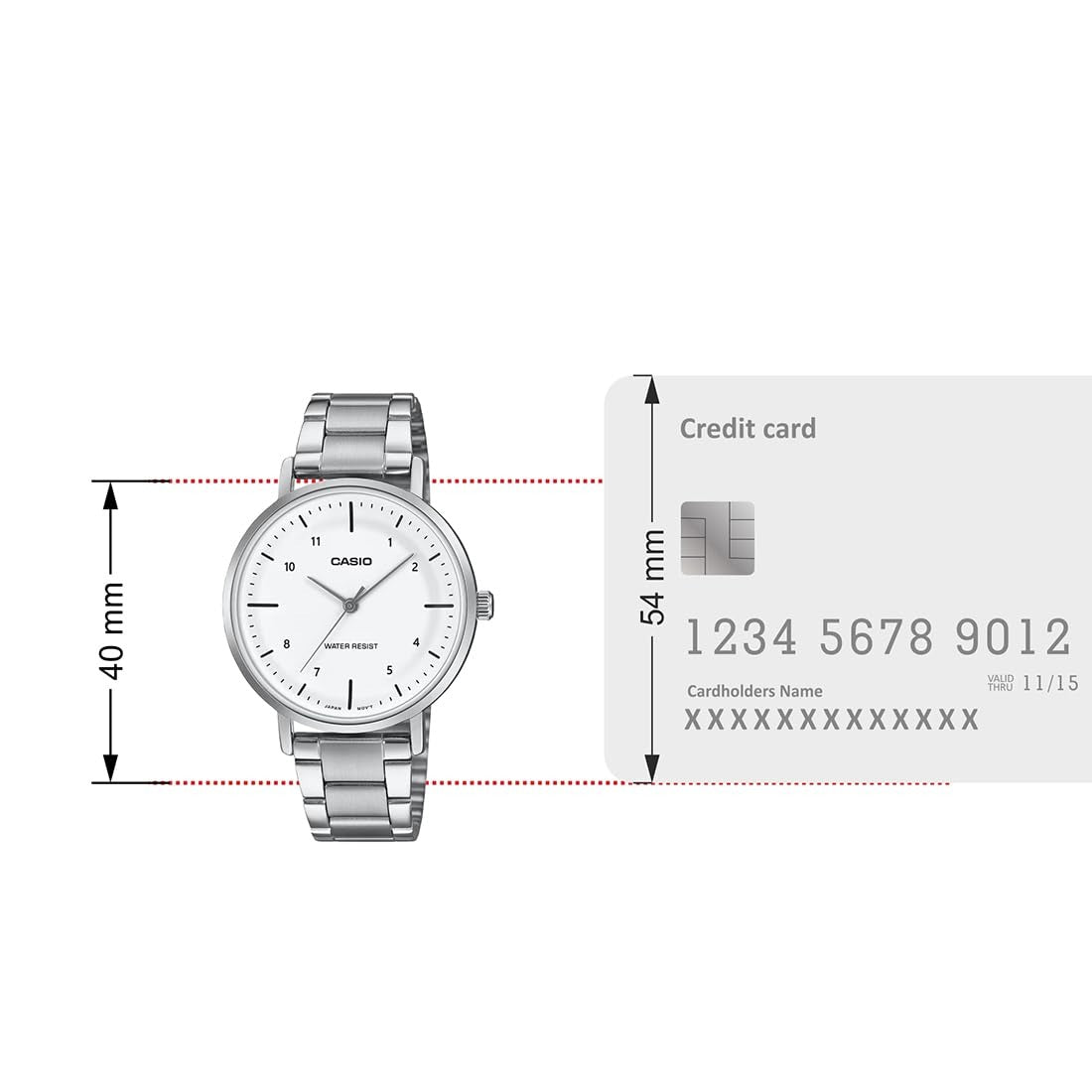 Casio Enticer Silver White Dial Stainless Steel Leather Analog Watch LTP-VT03D-7BDF