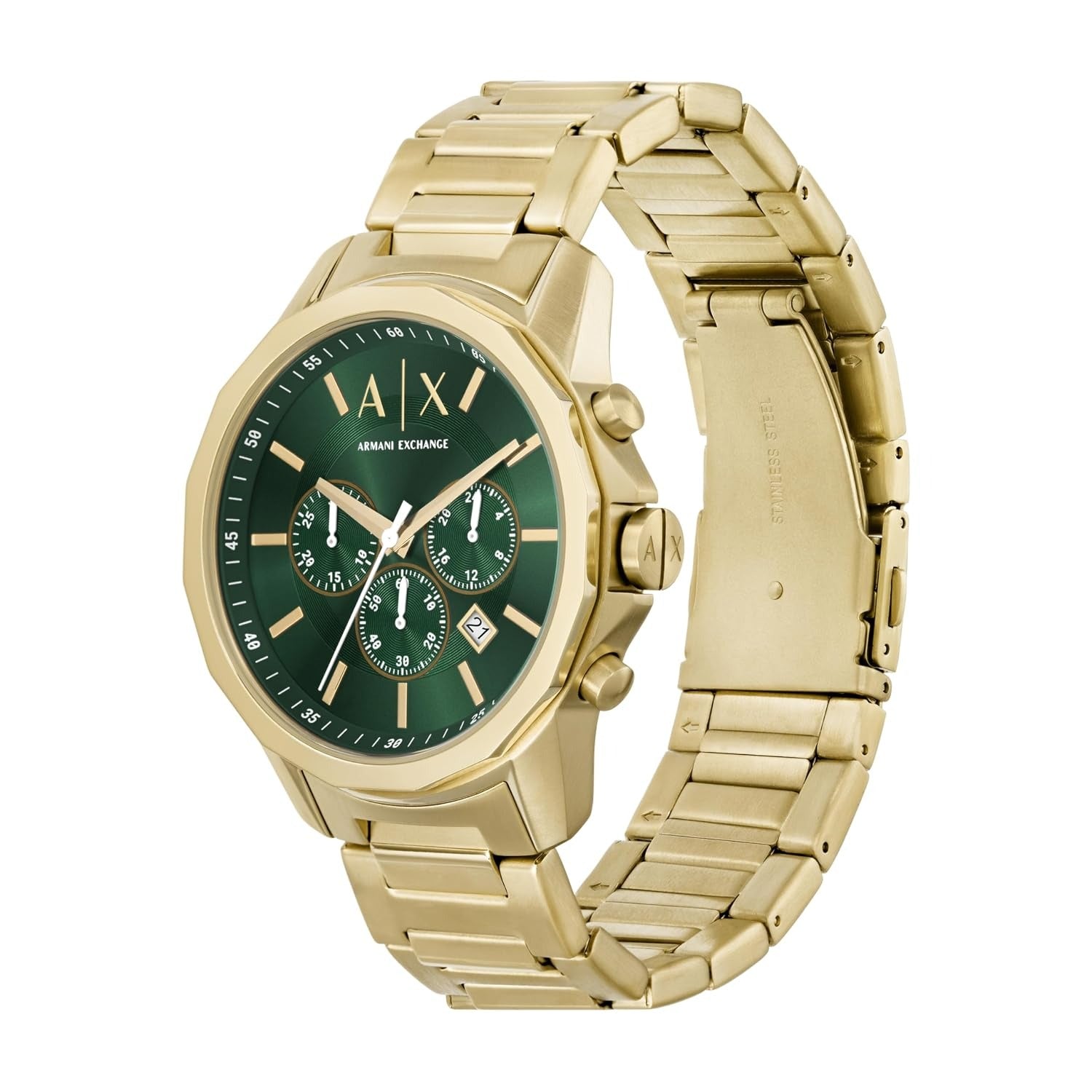 Armani Exchange Banks Green Dial Gold Men's Watch AX1746