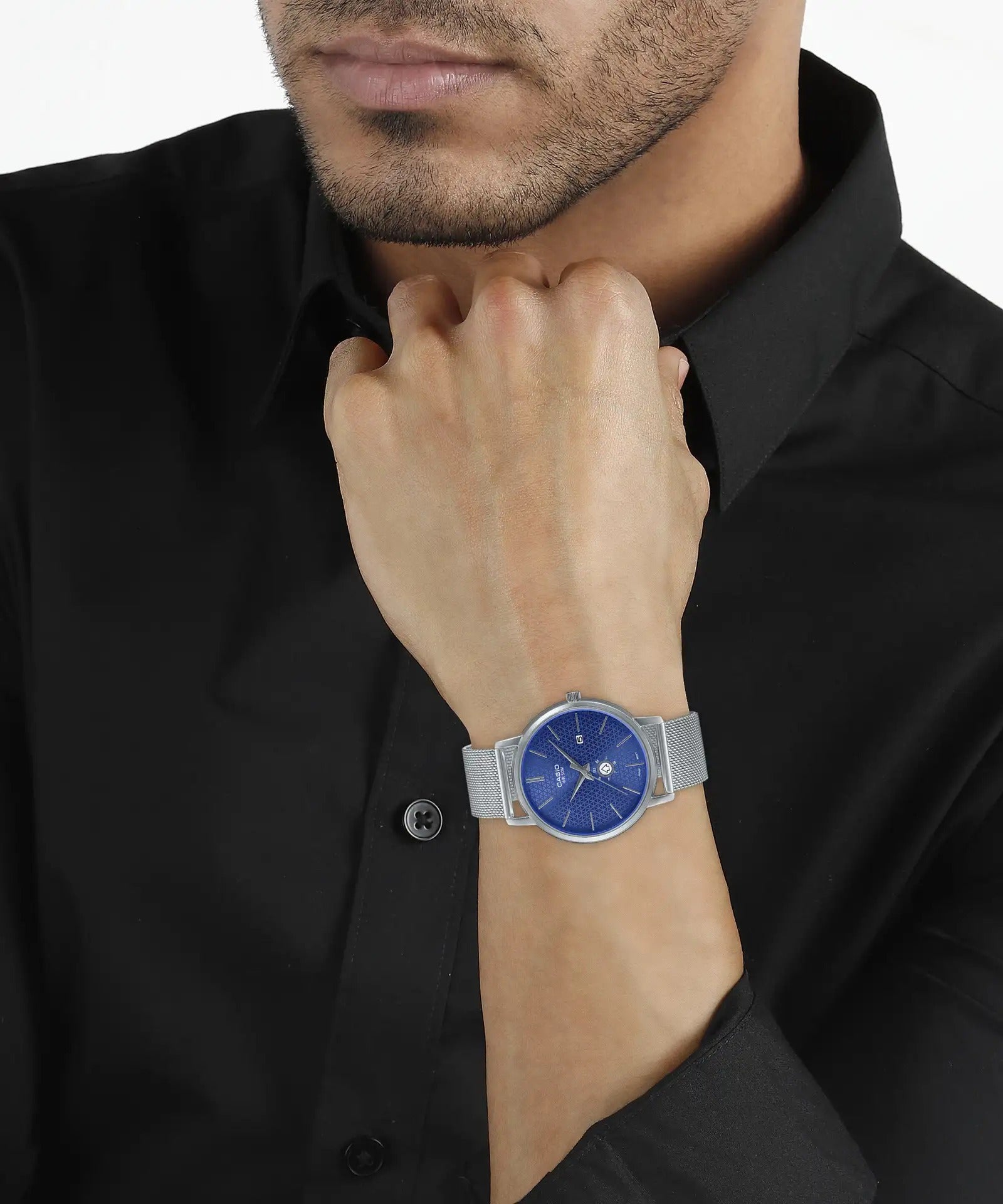 Casio Enticer Blue Dial Stainless Steel Mesh Strap Analog Men's Watch MTP-B125M-2AVDF [A2058]