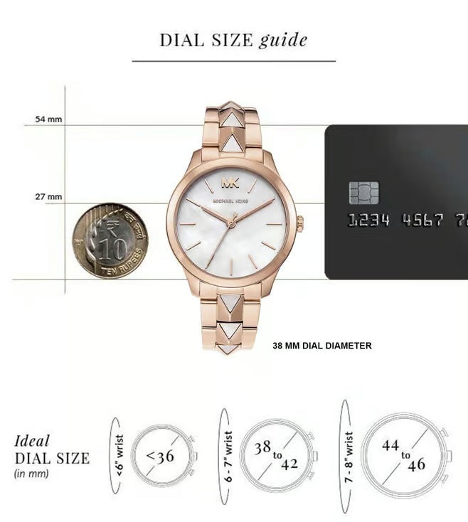 Michael Kors Runway Quartz White Mother-of-Pearl Dial Steel Bracelet Women's Watch - MK6671