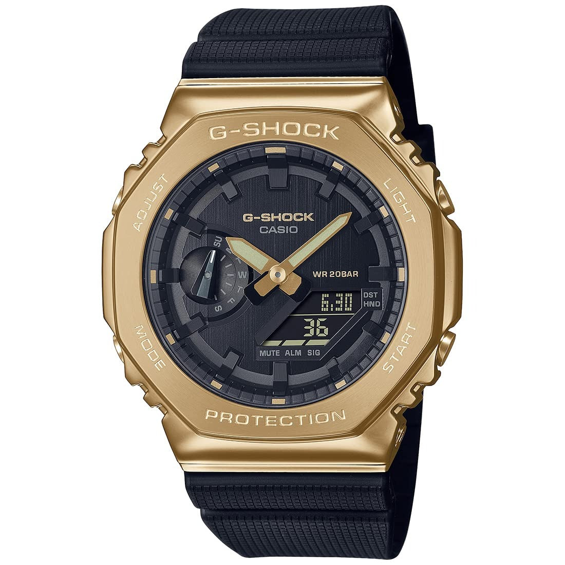 G-Shock Black Gold Dial Resin Strap Analog-Digital Men's Watch GM-2100G-1A9DR-G1278