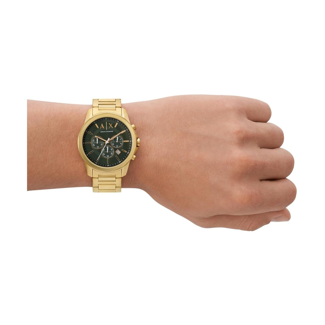 Armani Exchange Banks Green Dial Gold Men's Watch AX1746