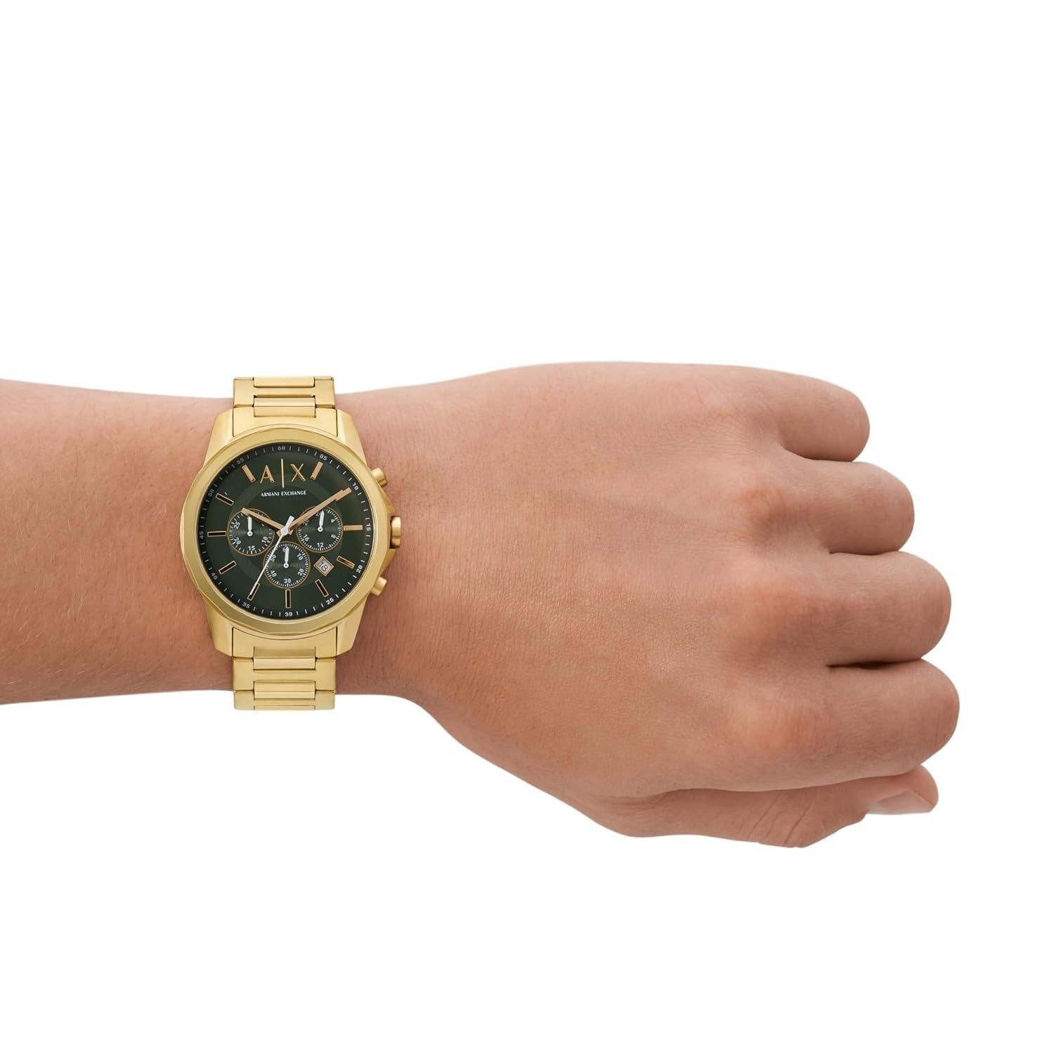 Armani Exchange Banks Green Dial Gold Men's Watch AX1746