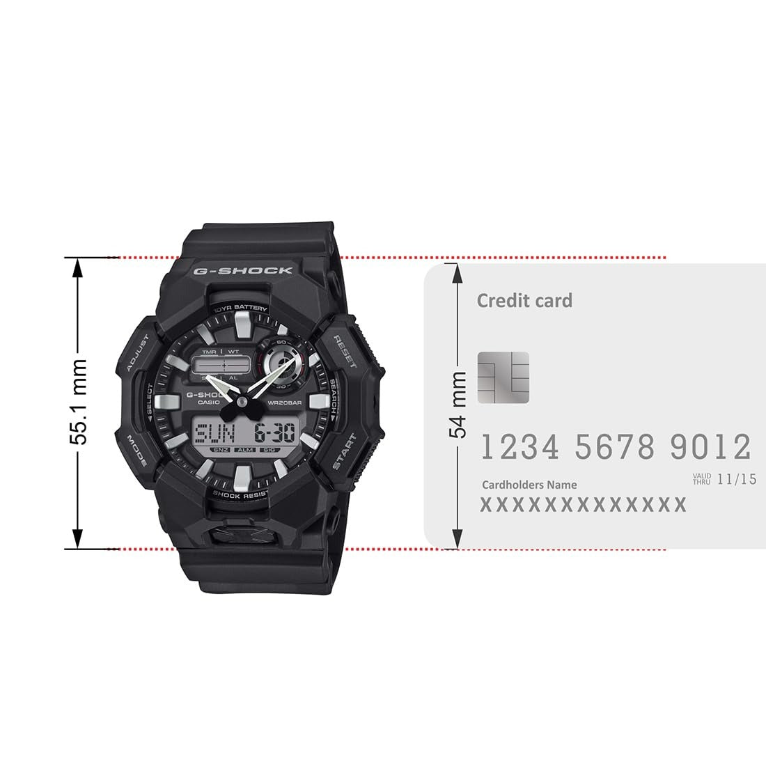 G-Shock Black Dial Resin Strap Large Analog-Digital Men's  Watch GA-010-1ADR (G1601)