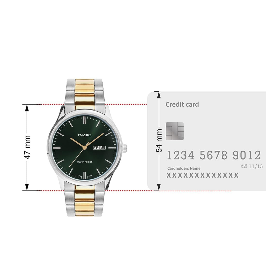 Casio Enticer Analog Green Dial Two-tone Stainless Steel Strap Men's Watch MTP-SN8YSG-3B